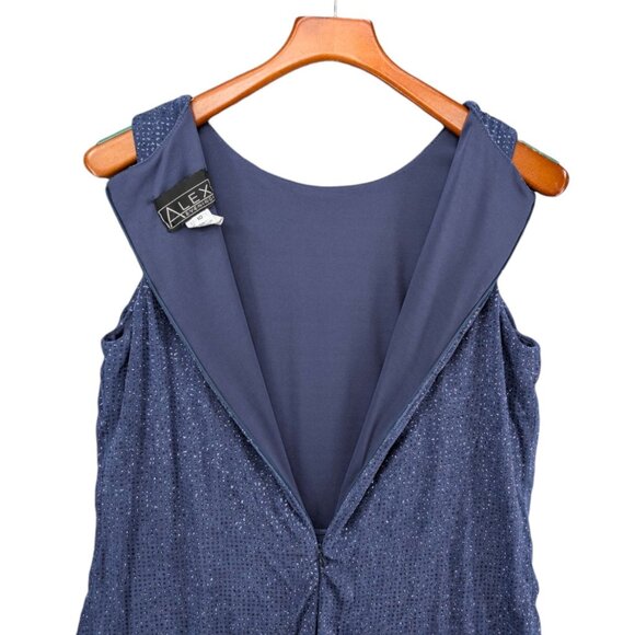Alex Evenings Maxi Dress Gown Blue Embellished Sleeveless Formal Cocktail Sz 10 - Picture 4 of 11